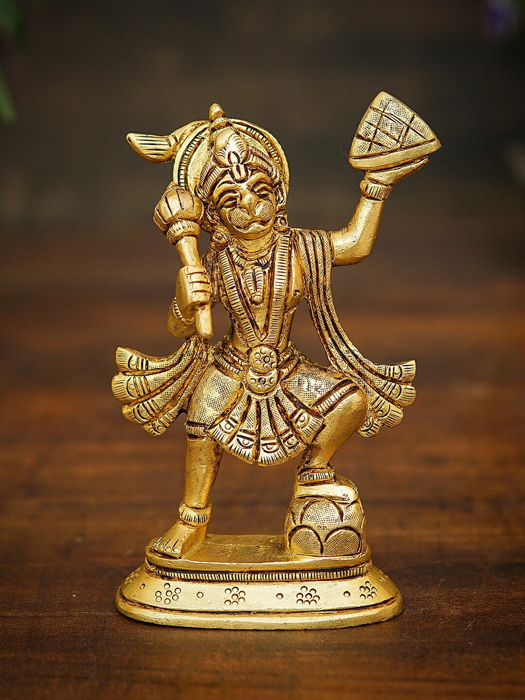 

StatueStudio Gold-Toned Hanuman Carrying Hill Idol Showpieces