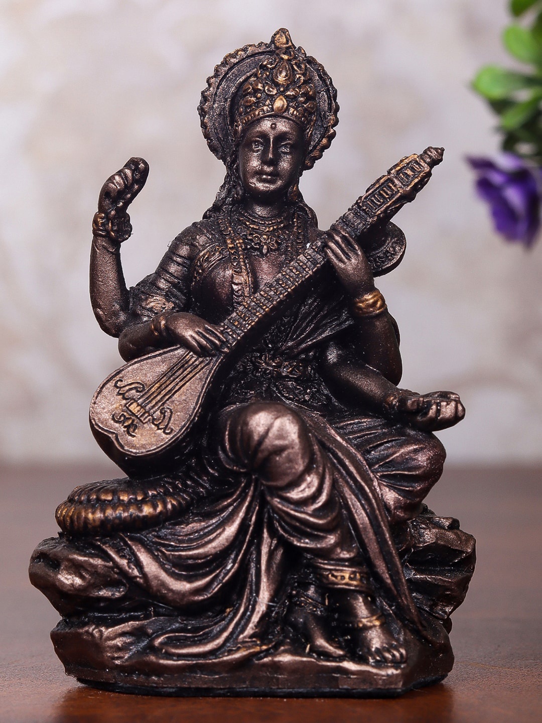

StatueStudio Bronze-Toned Saraswati Idol Showpieces