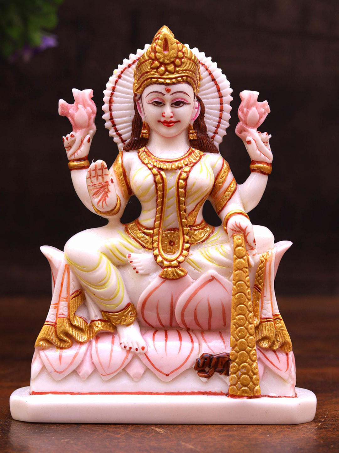 

StatueStudio White & Pink Lakshmi Idol Showpiece