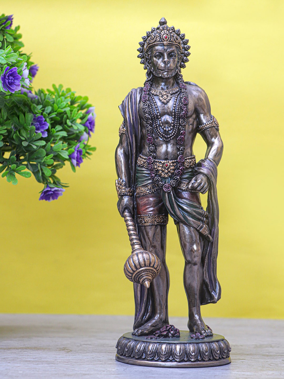 

StatueStudio Bronze-Toned Standing Hanuman Idol Showpieces, Gold