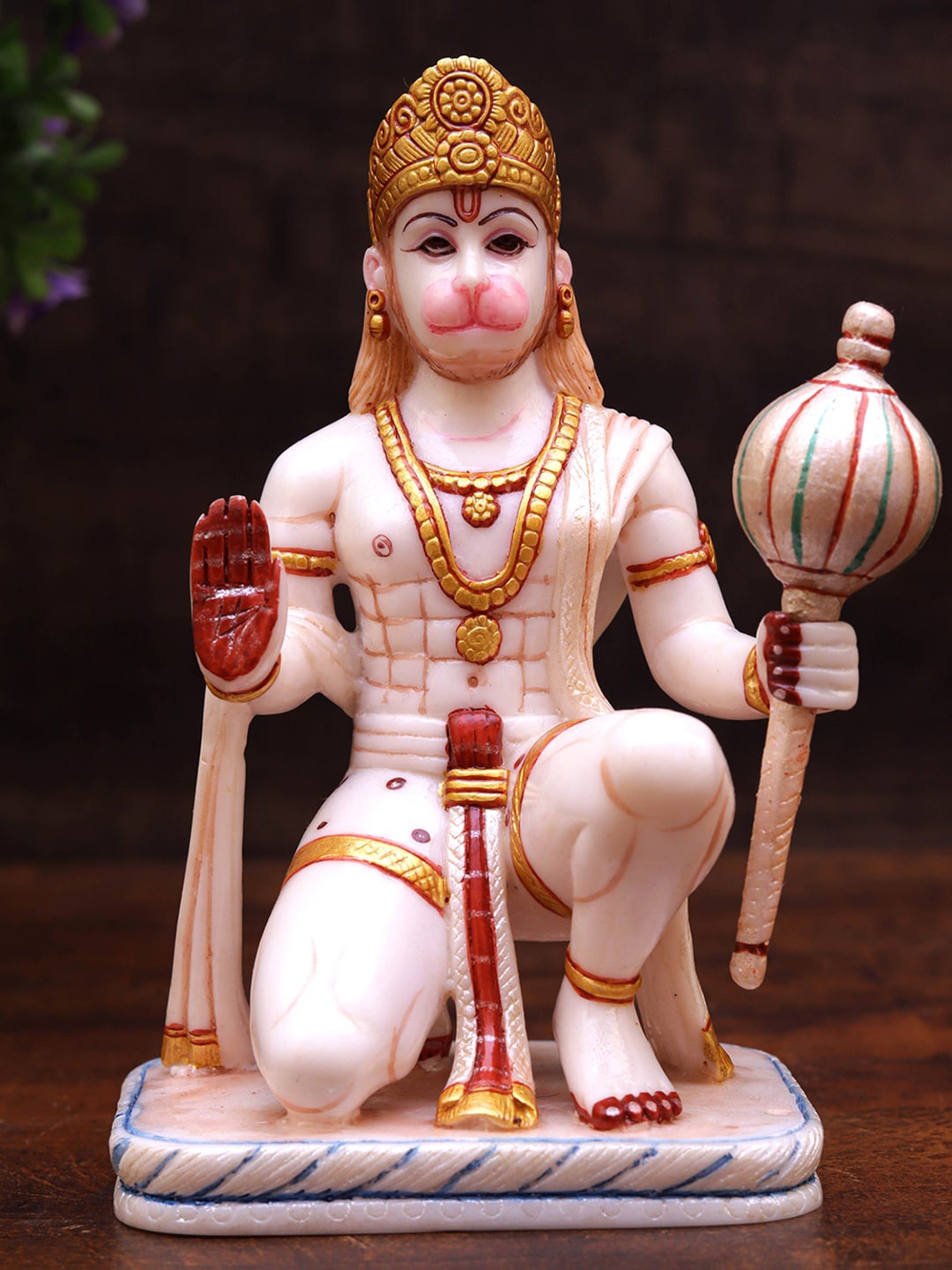 

StatueStudio White & Brown Hanuman Idol Marble Showpieces