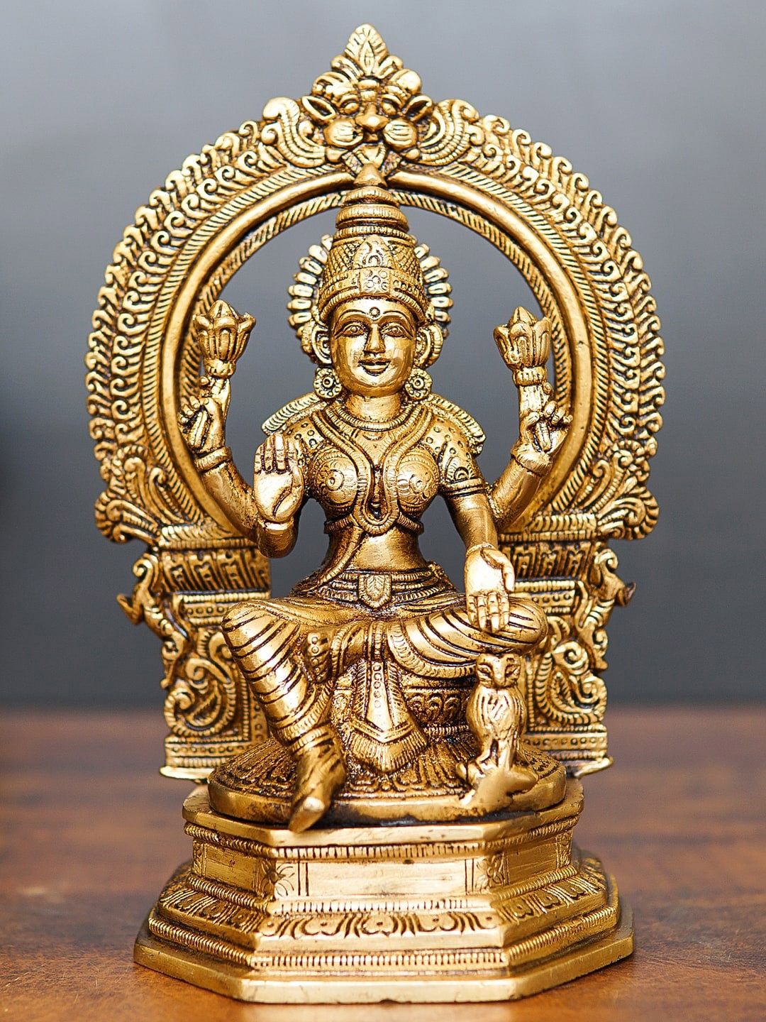 

StatueStudio Gold-Toned Brass Laxmi Statue Showpiece