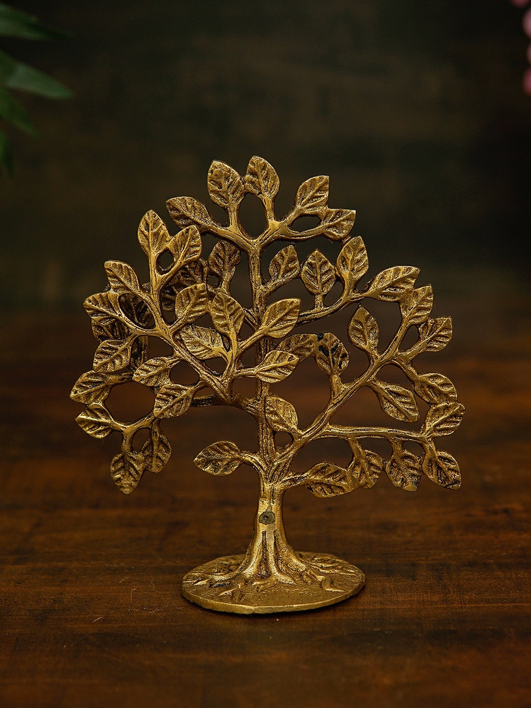 

StatueStudio Gold Toned Glossy Antique Small Tree Showpieces