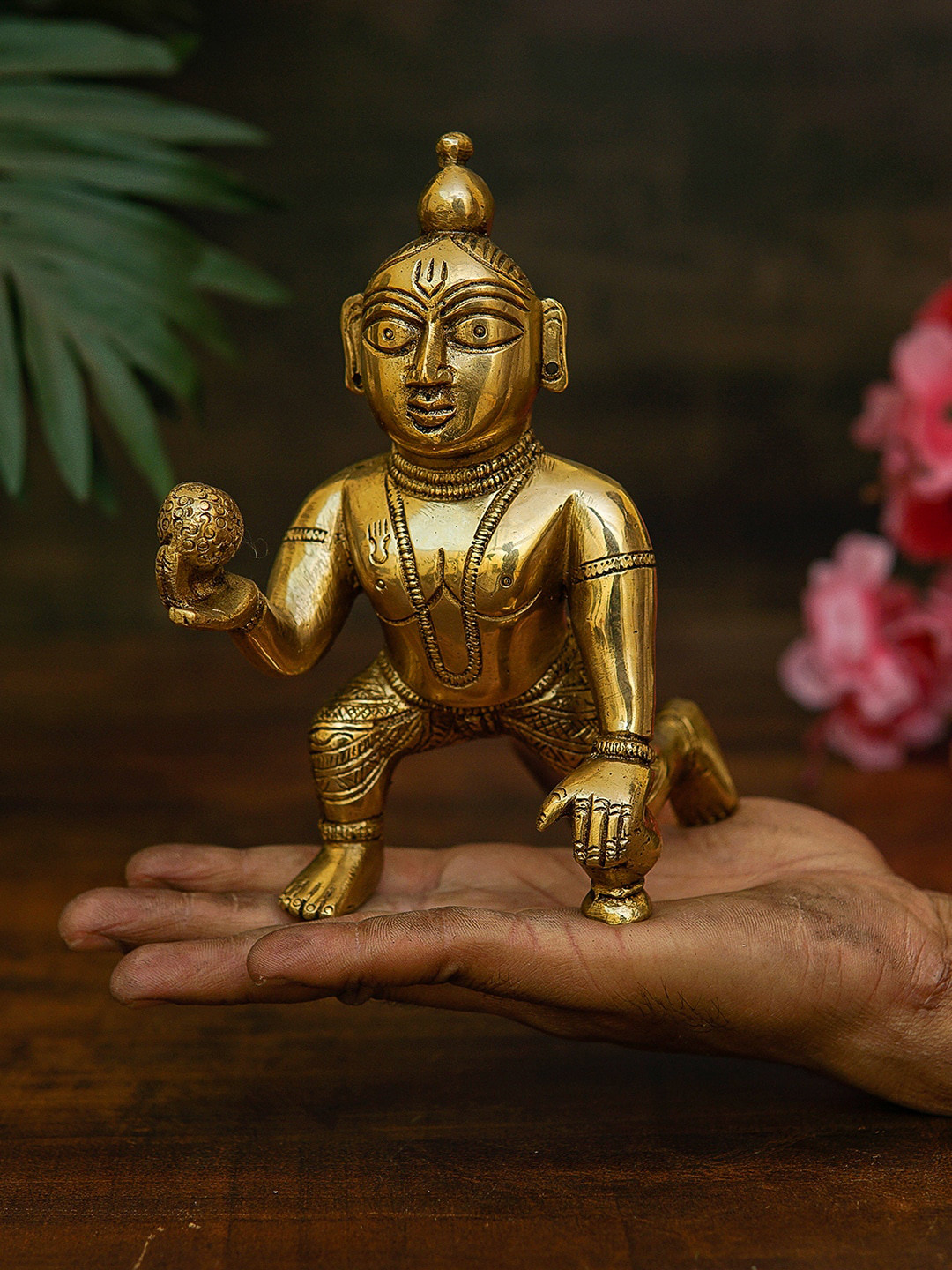 

StatueStudio Gold-Toned Ladoo Gopal Bal Kanha Krishna Idol Showpieces