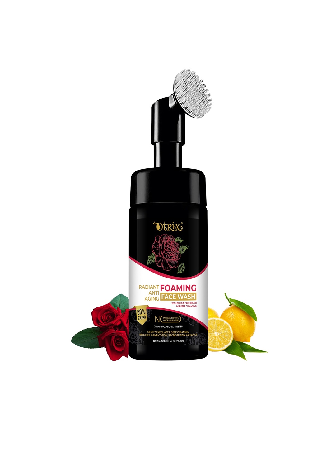 

Otrix Radiant Anti Aging Foaming Face Wash with Built In Brush - 150 ml, Black