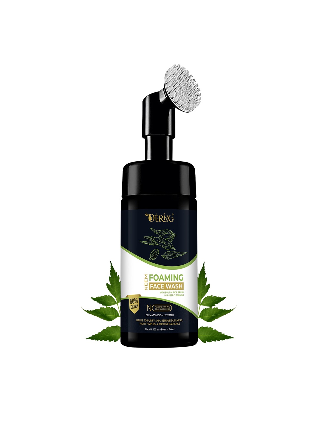 

Otrix Neem Foaming Face Wash With Built-In Brush - 150 ml, Black