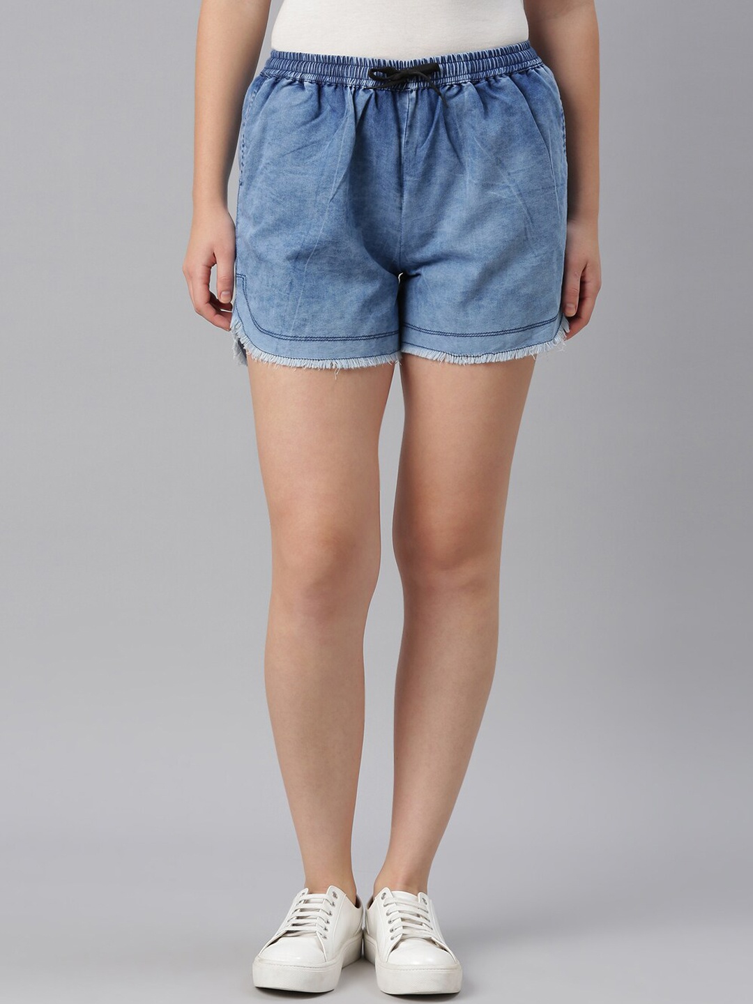 

ZHEIA Women Blue Loose Fit Denim Shorts