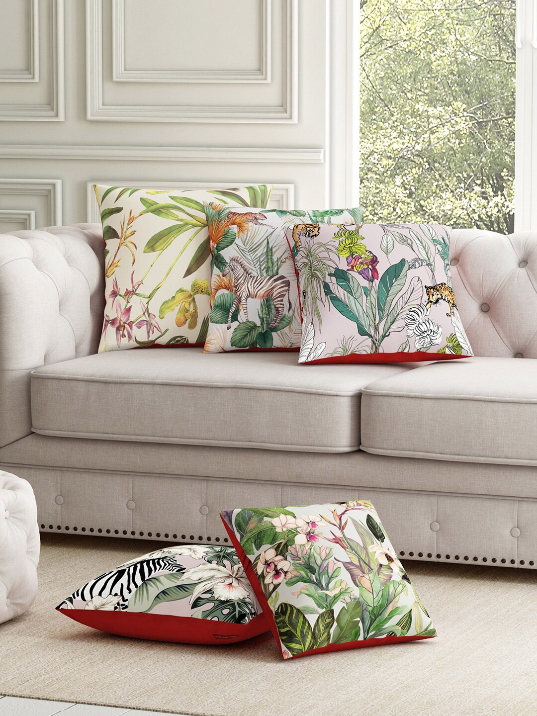 

SEJ by Nisha Gupta Unisex Green Cushion Covers