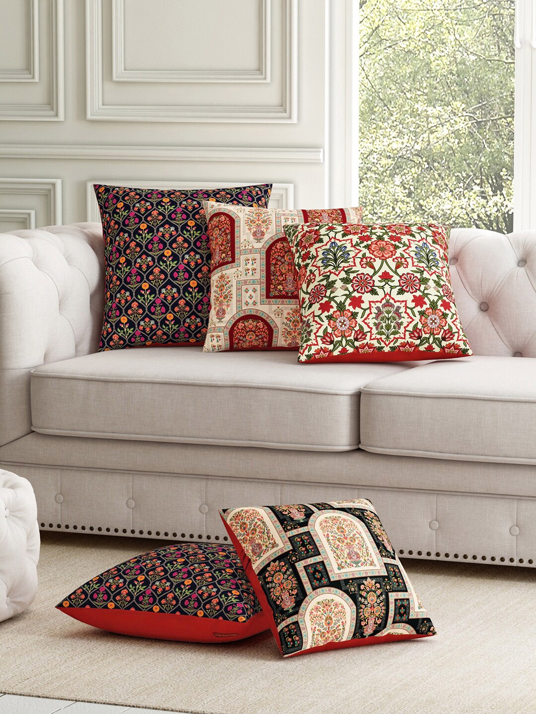 

SEJ by Nisha Gupta Unisex Maroon Cushion Covers
