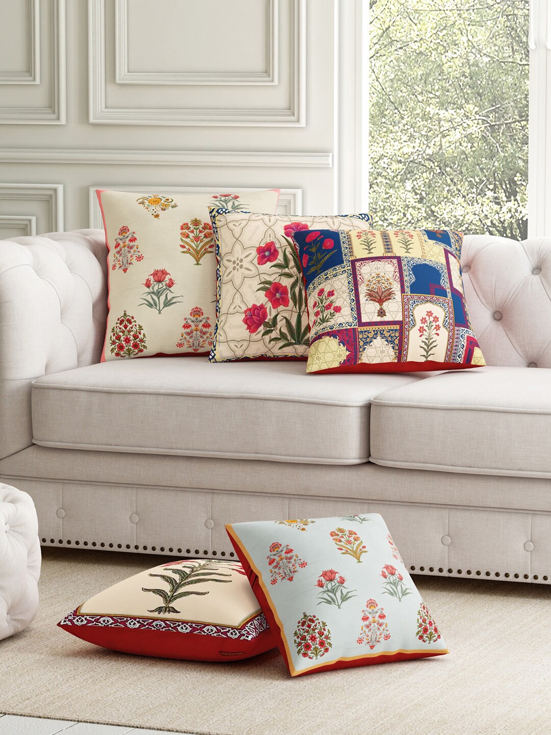 

SEJ by Nisha Gupta Unisex Blue Cushion Covers