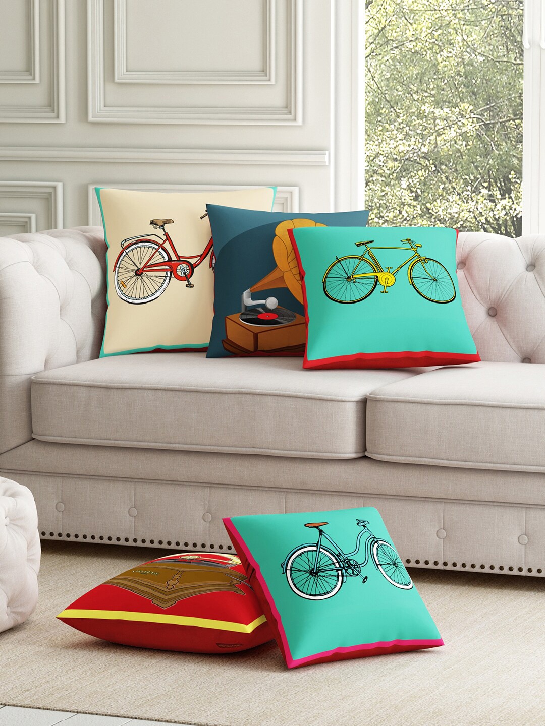 

SEJ by Nisha Gupta Unisex Red Cushion Covers