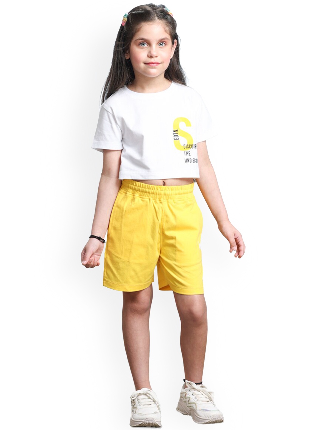 

SIDROCK Girls White Top with Shorts