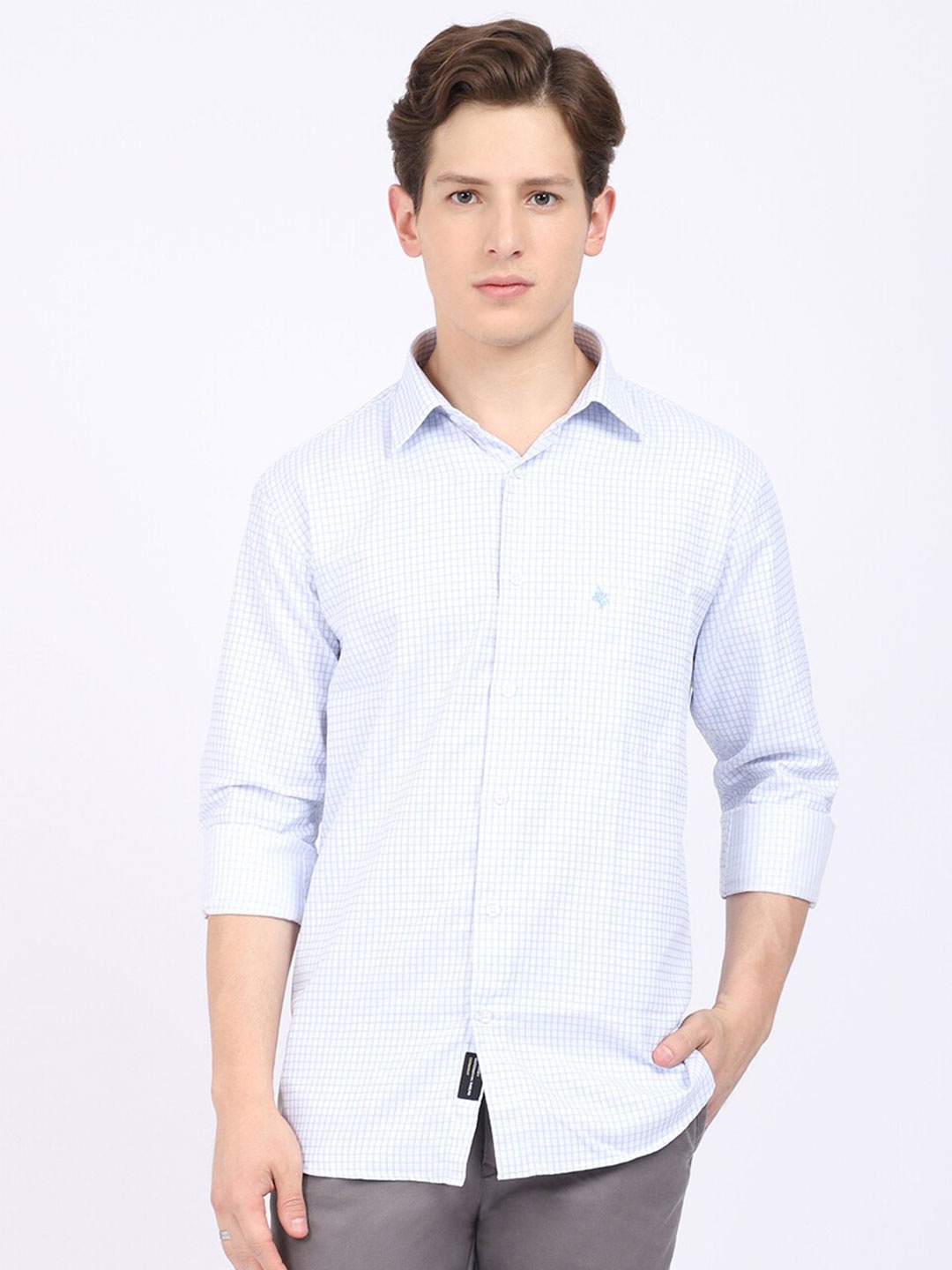 

Cantabil Men Blue Checked Casual Shirt