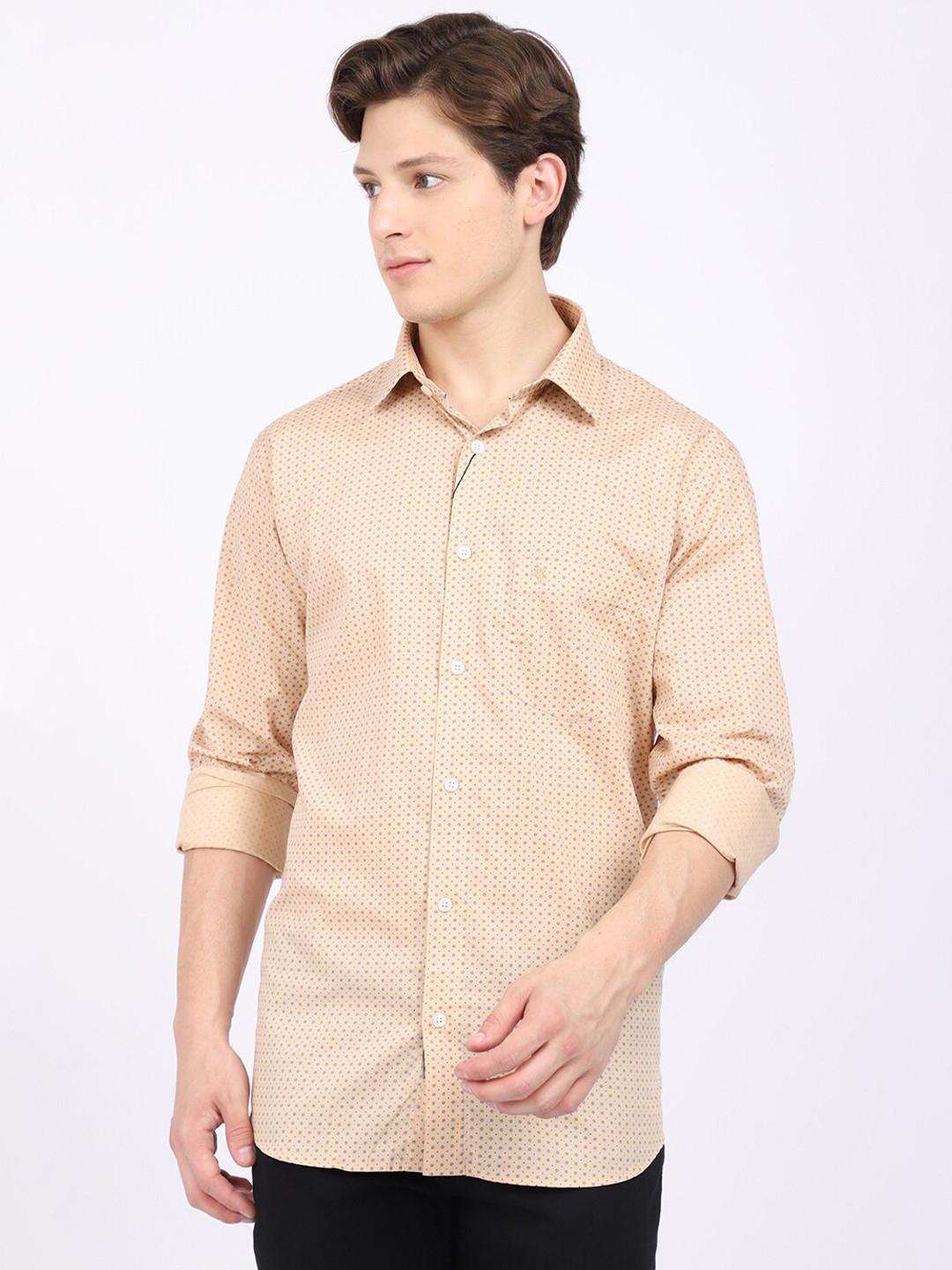 

Cantabil Men Khaki Printed Casual Shirt