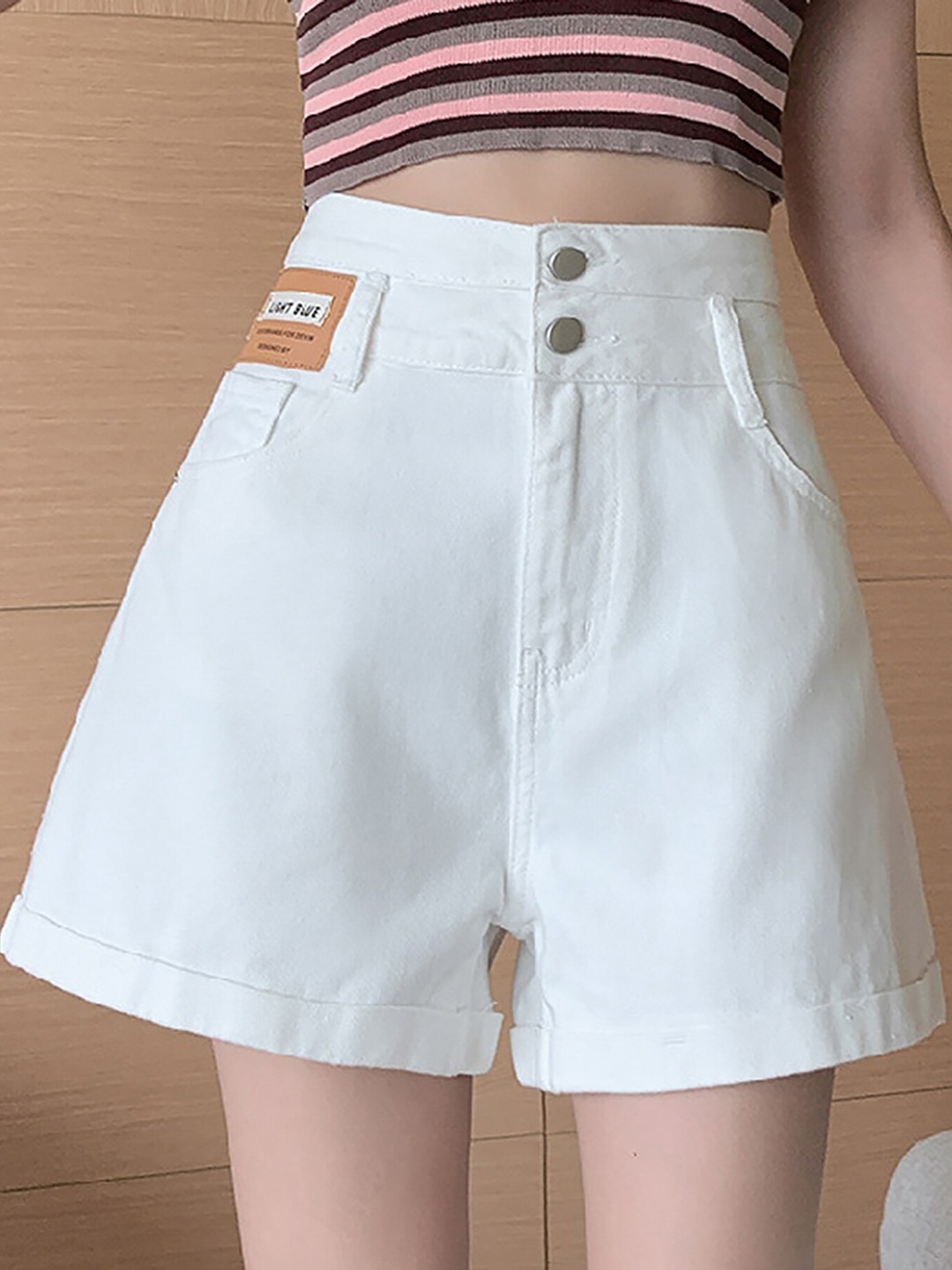

BoStreet Women White Loose Fit High-Rise Shorts