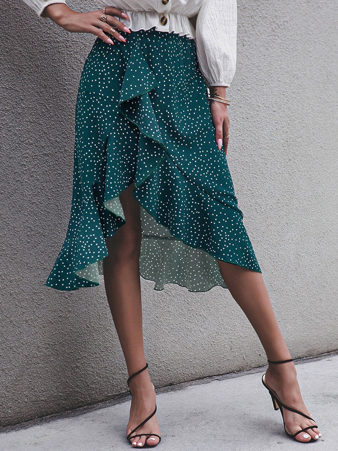 

BoStreet Women Green Printed Knee Length Flared Skirts