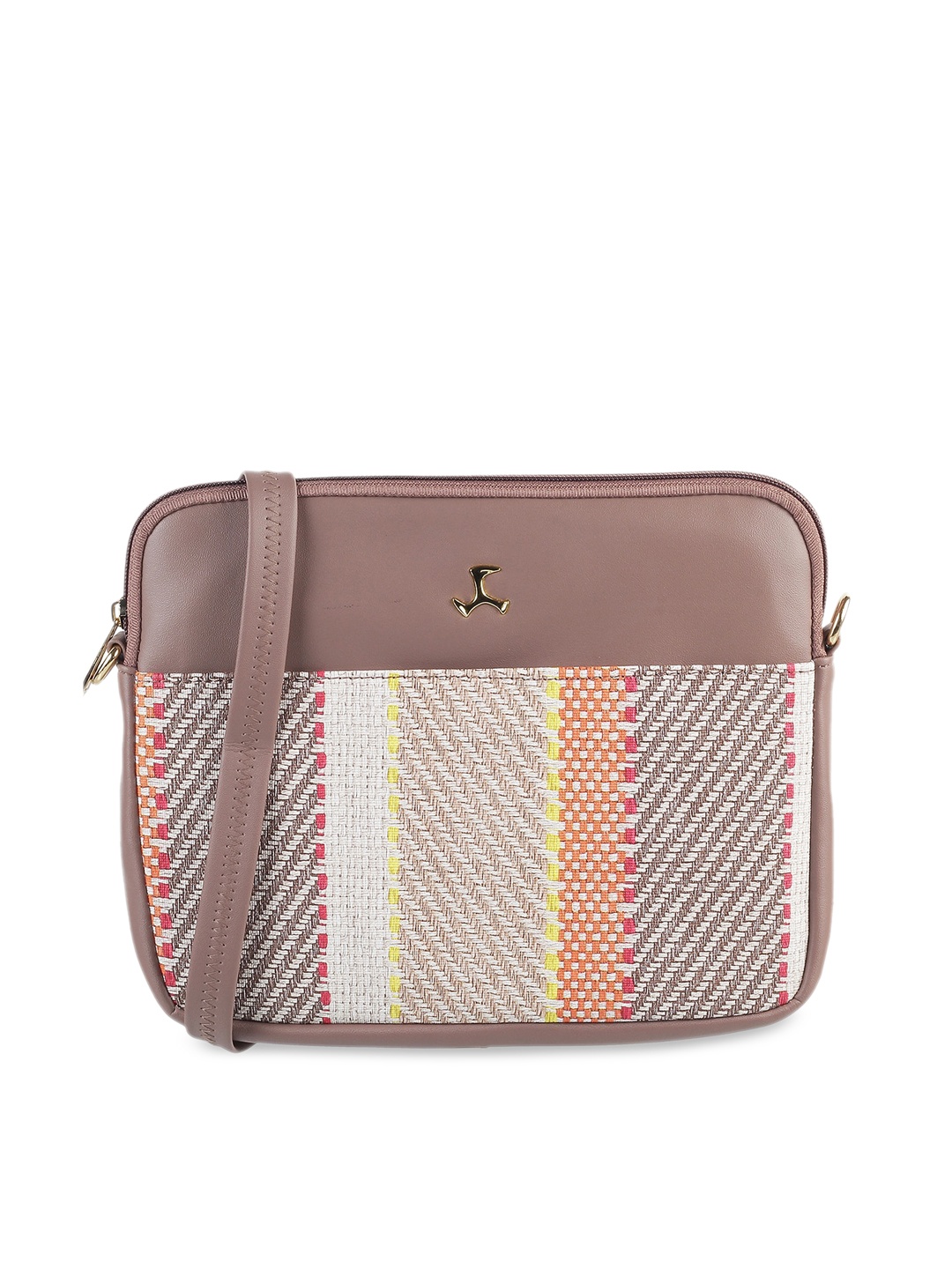 

Mochi Purple Geometric Textured PU Structured Sling Bag