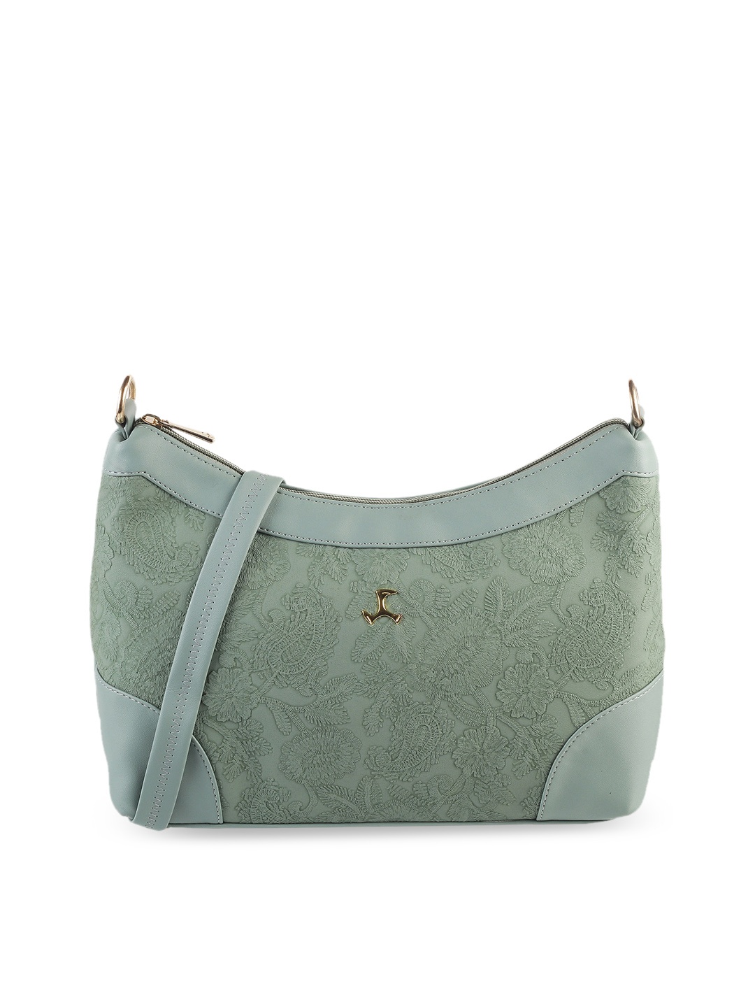 

Mochi Green Textured PU Structured Sling Bag