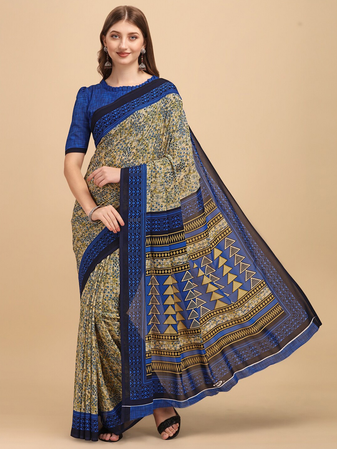 

Sangria Blue & Beige Saree