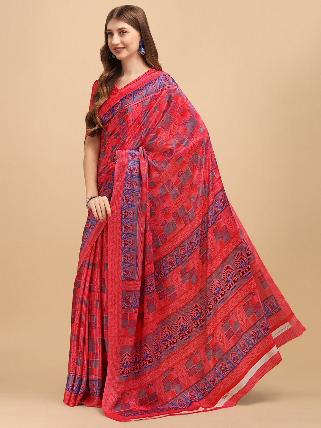 

Sangria Pink & Blue Saree