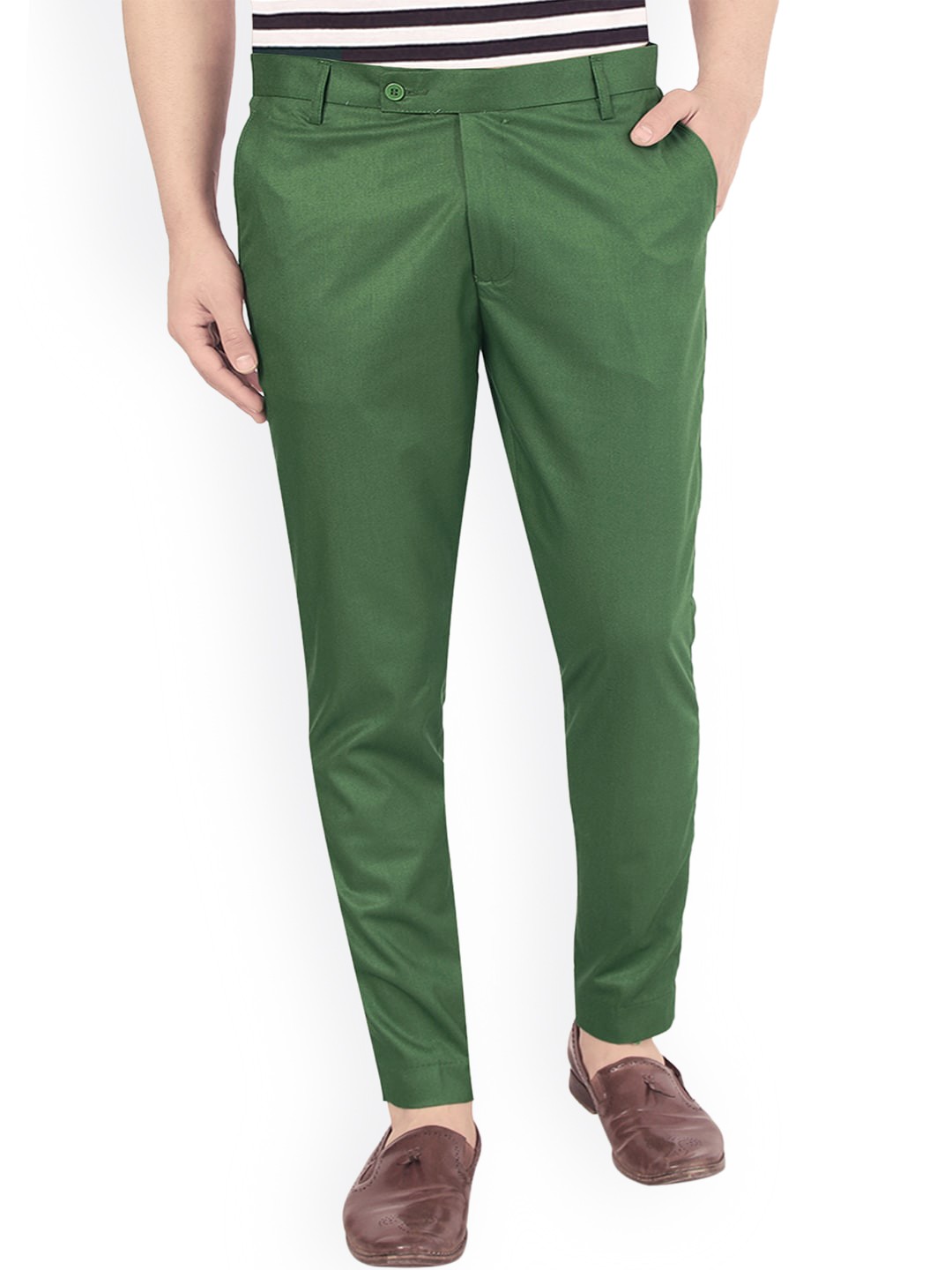 

AD & AV Men Green Classic Easy Wash Trousers
