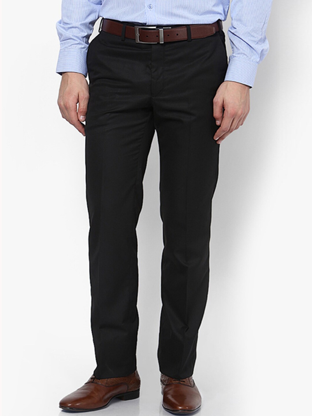 

AD & AV Men Black Formal Classic Easy Wash Trousers