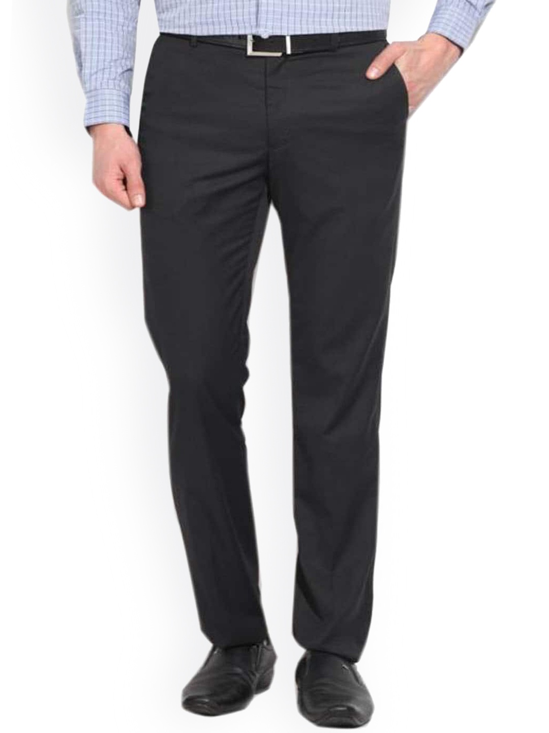 

AD & AV Men Black Classic Easy Wash Trousers