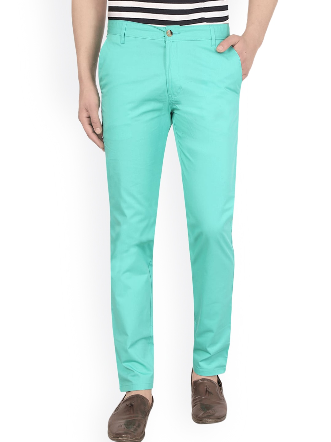 

AD & AV Men Teal Classic Easy Wash Trousers