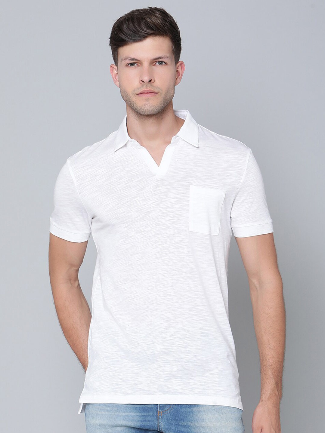 

Antony Morato Men White Polo Collar Slim Fit T-shirt