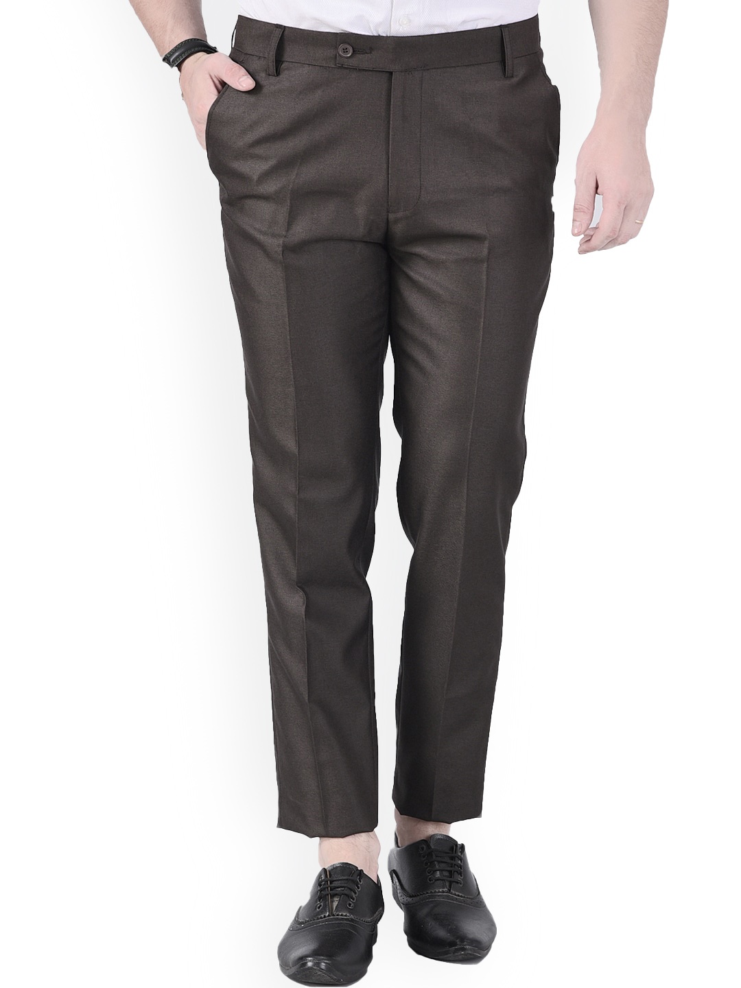 

AD & AV Men Coffee Brown Classic Easy Wash Trousers