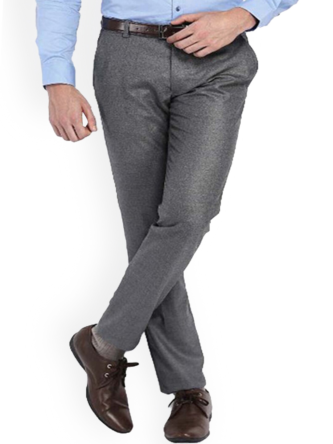 

AD & AV Men Grey Classic Easy Wash Chinos Trousers