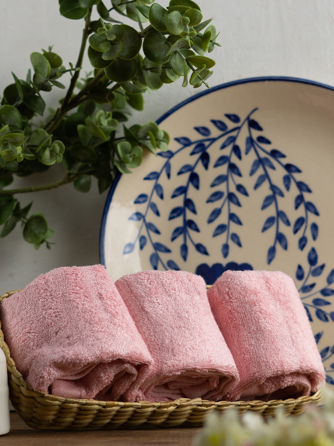 MUSH Pack Of 3 Pink Bamboo Ultra Soft & Eco Friendly Face Towels - 600 GSM