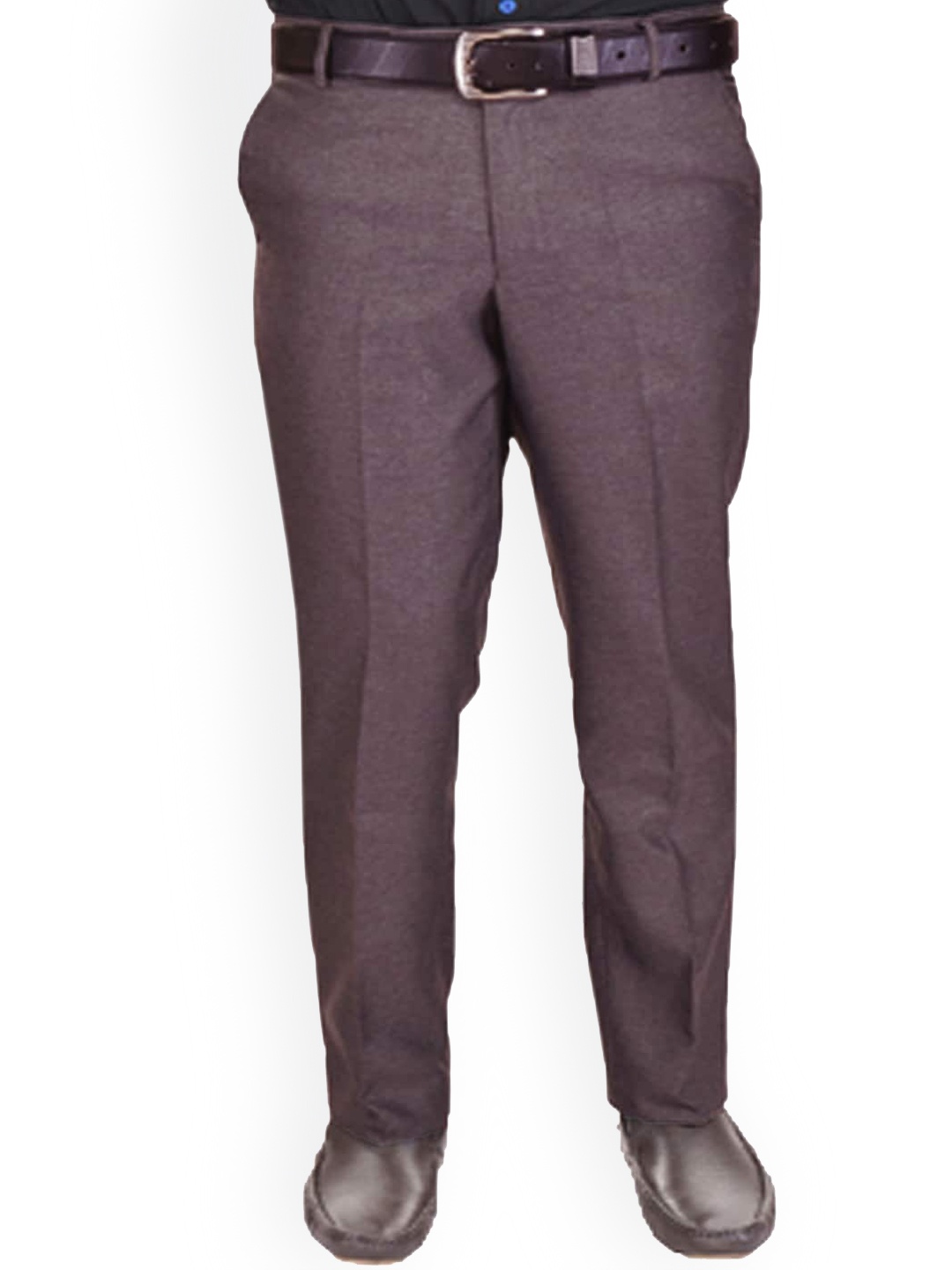

AD & AV Men Coffee Brown Textured Classic Easy Wash Formal Trousers