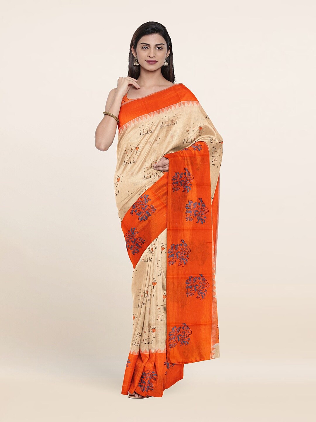 

Pothys Women Cream Sarees