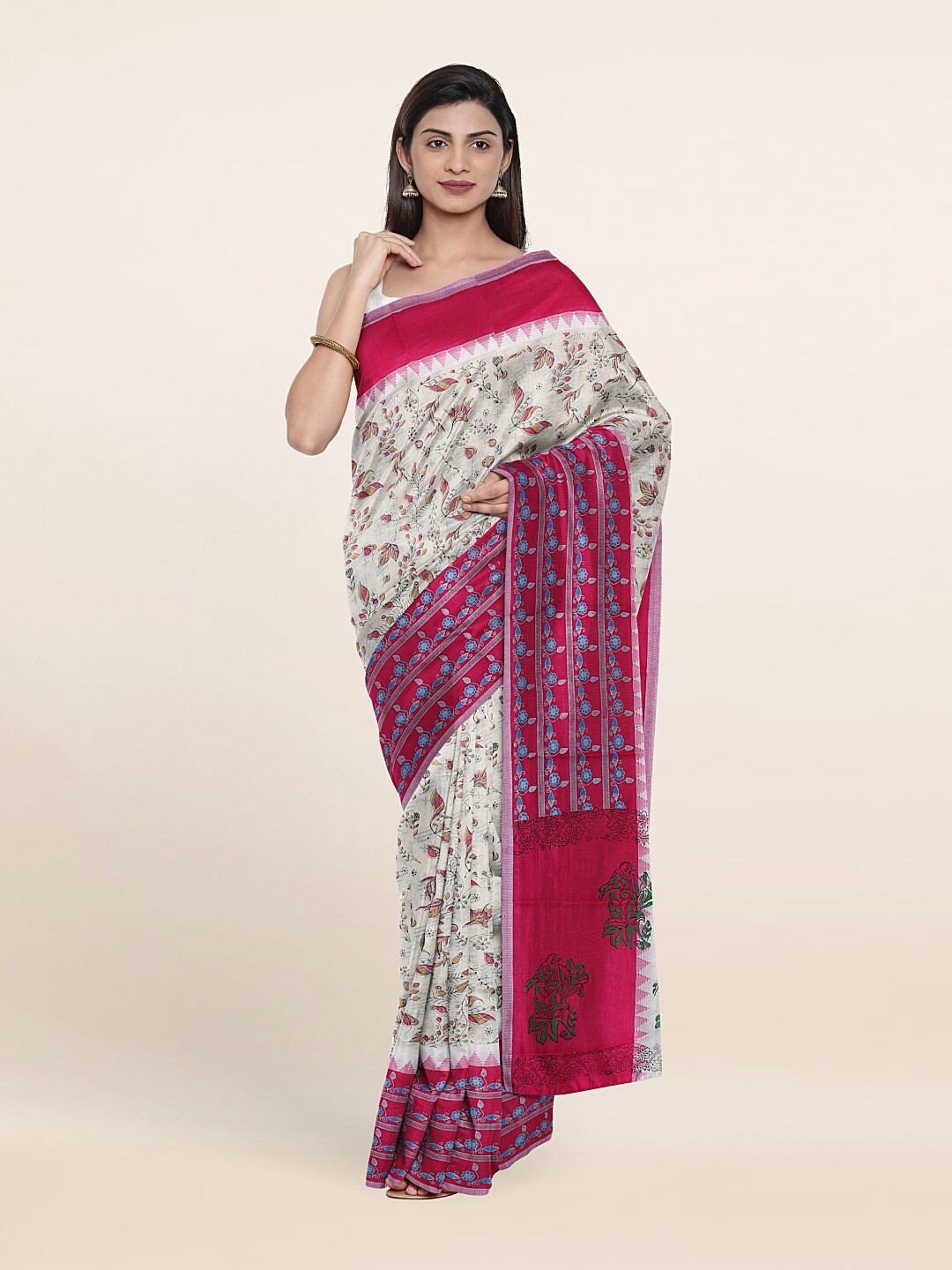 

Pothys Women Cream Sarees