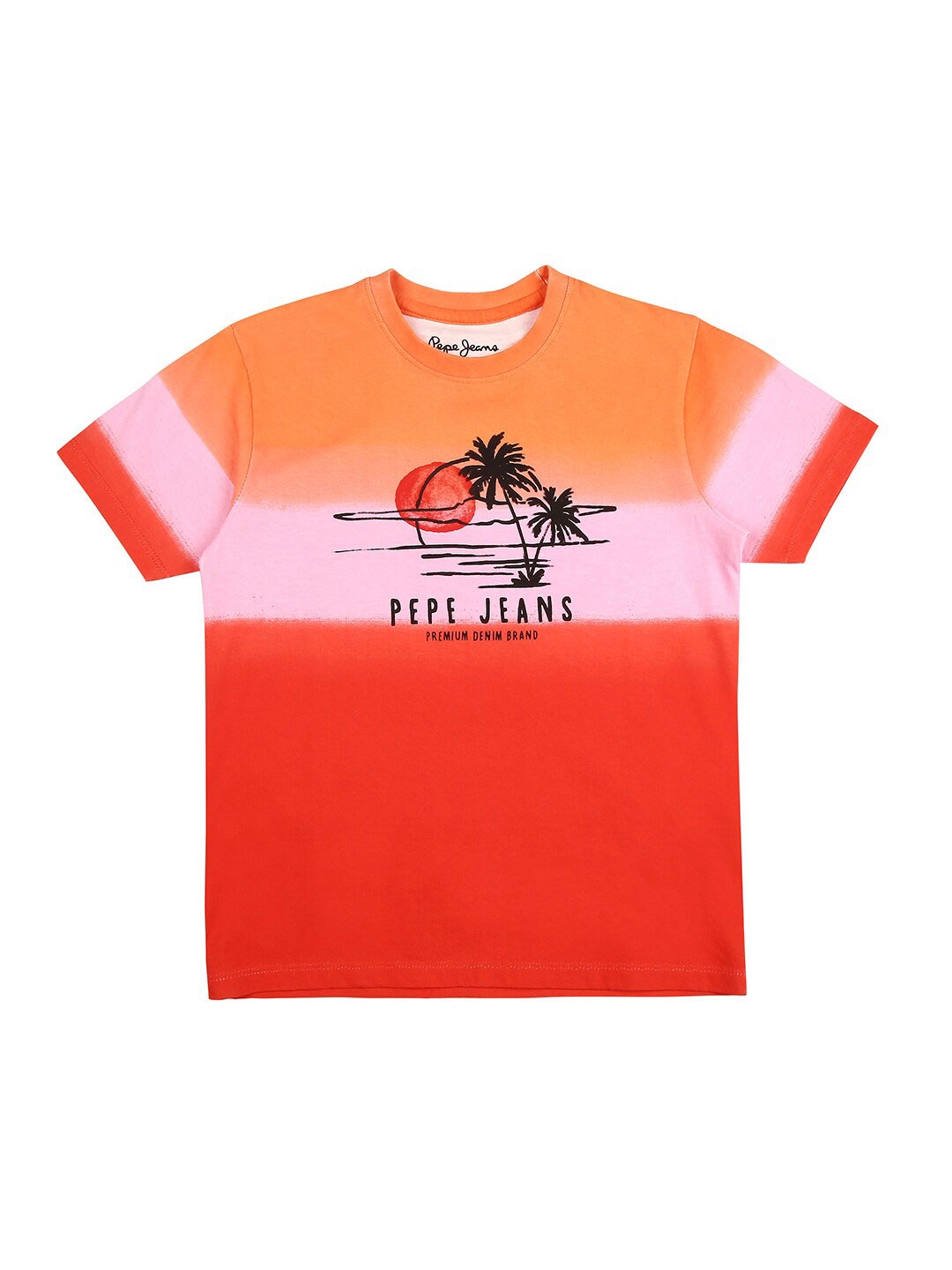 

Pepe Jeans Boys Peach-Coloured Biker Printed Applique T-shirt