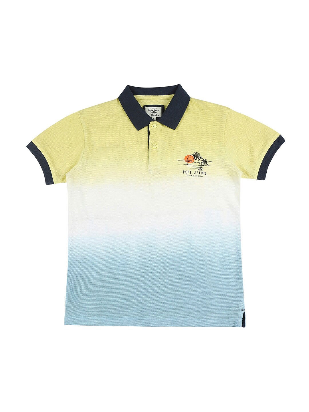 

Pepe Jeans Boys Blue & cloud dancer Dyed Polo Collar Applique T-shirt