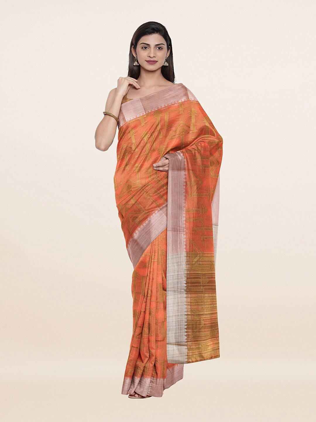 

Pothys Women Peach Sarees