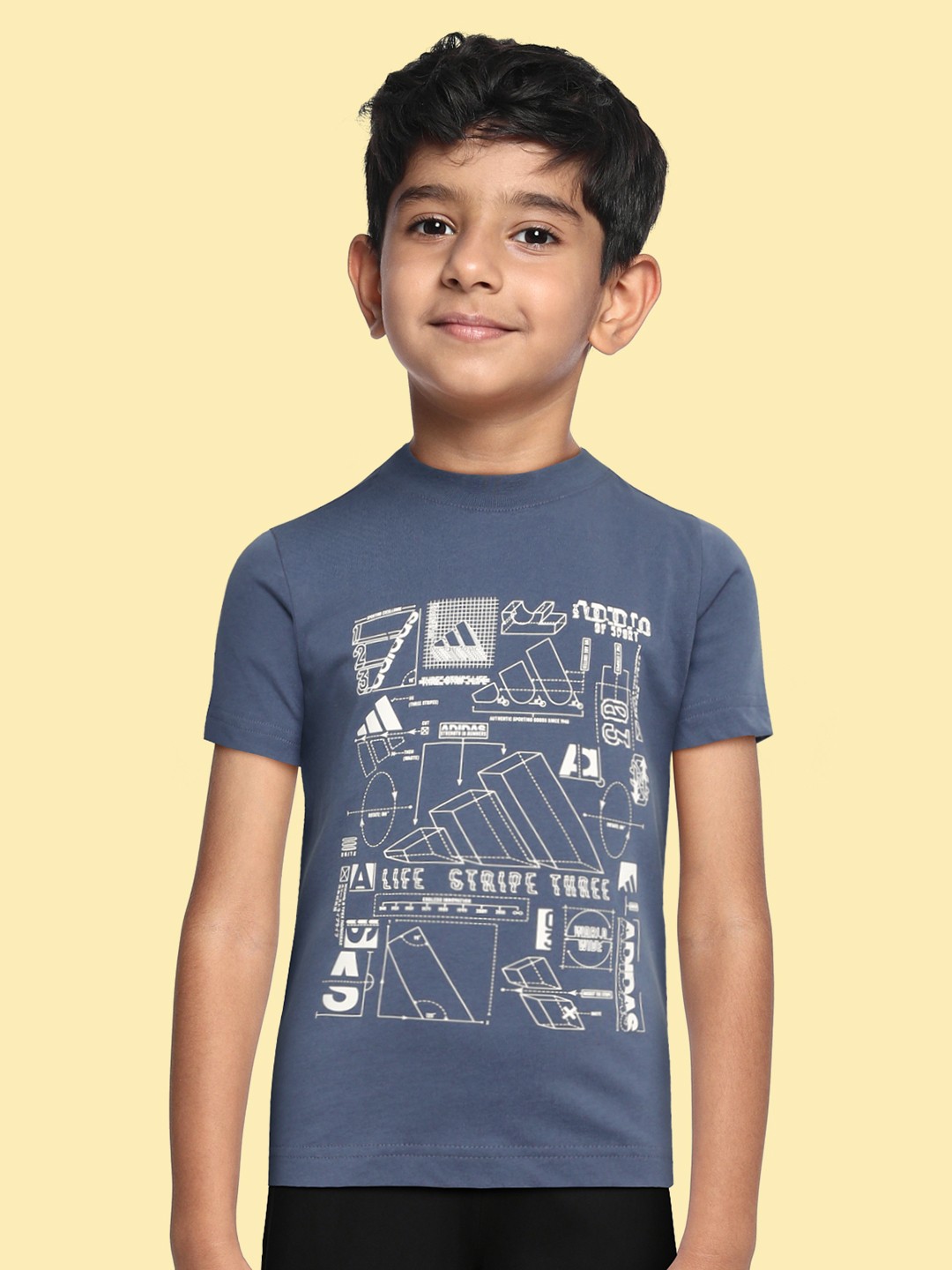 

ADIDAS Boys Blue Printed Pure Cotton T-shirt