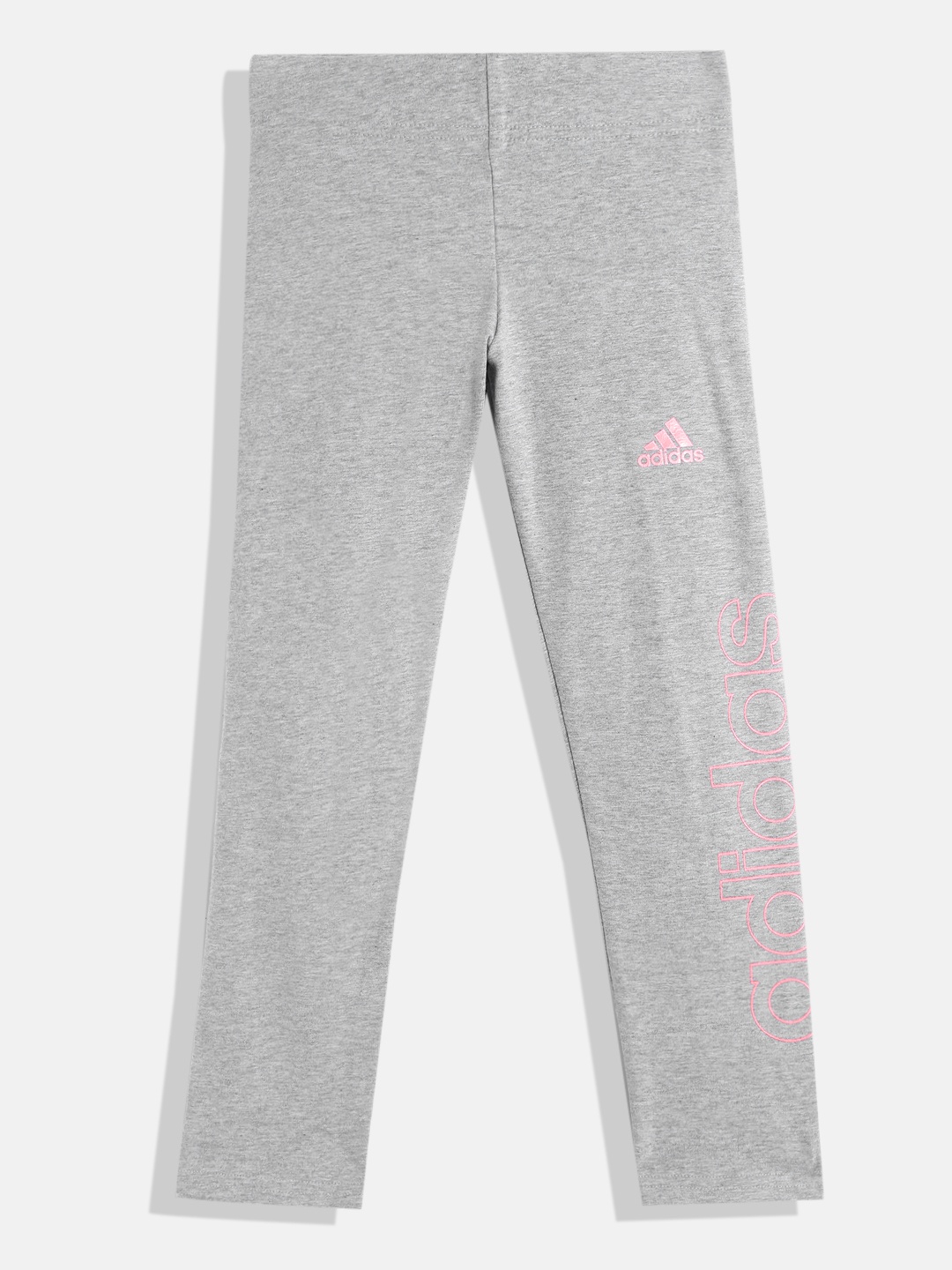 

ADIDAS Girls Grey & Pink Brand Logo Print Tights