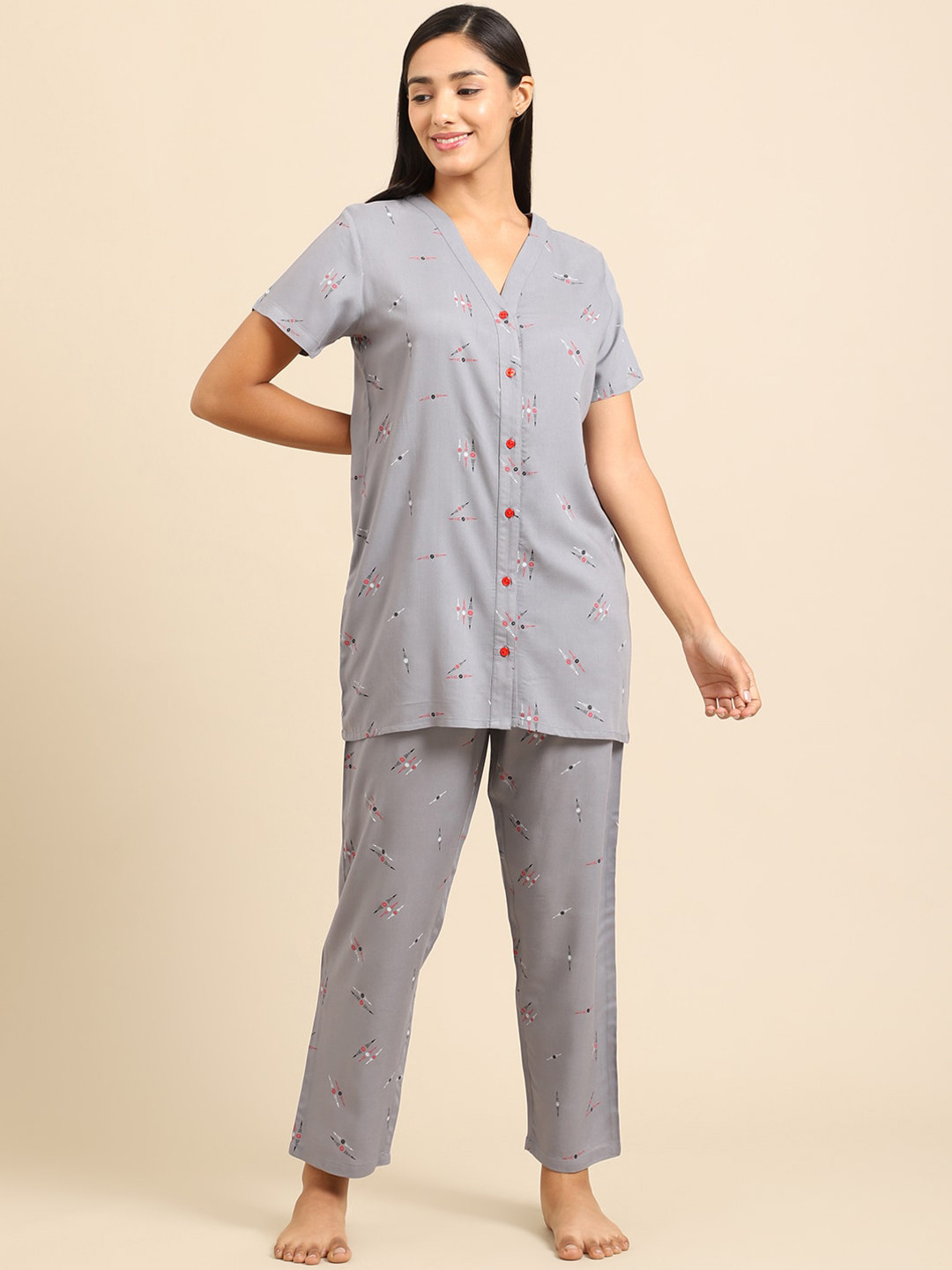 

Katn India Women Grey Night suits