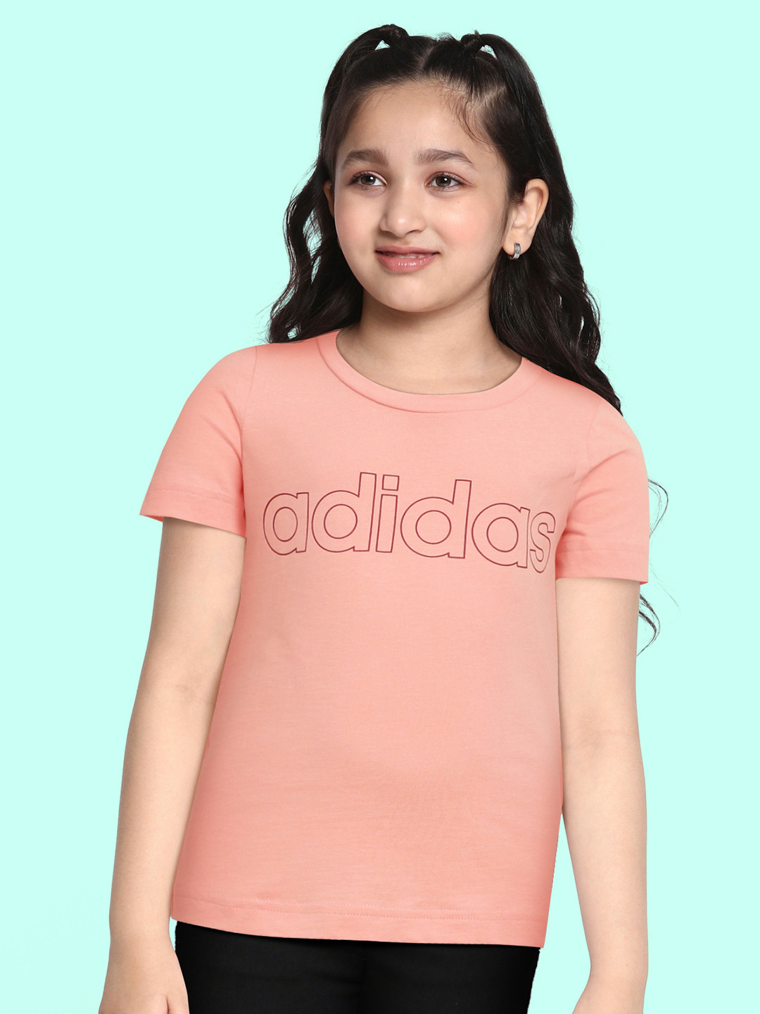 

ADIDAS Girls Pink Brand Logo Print Pure Cotton T-shirt