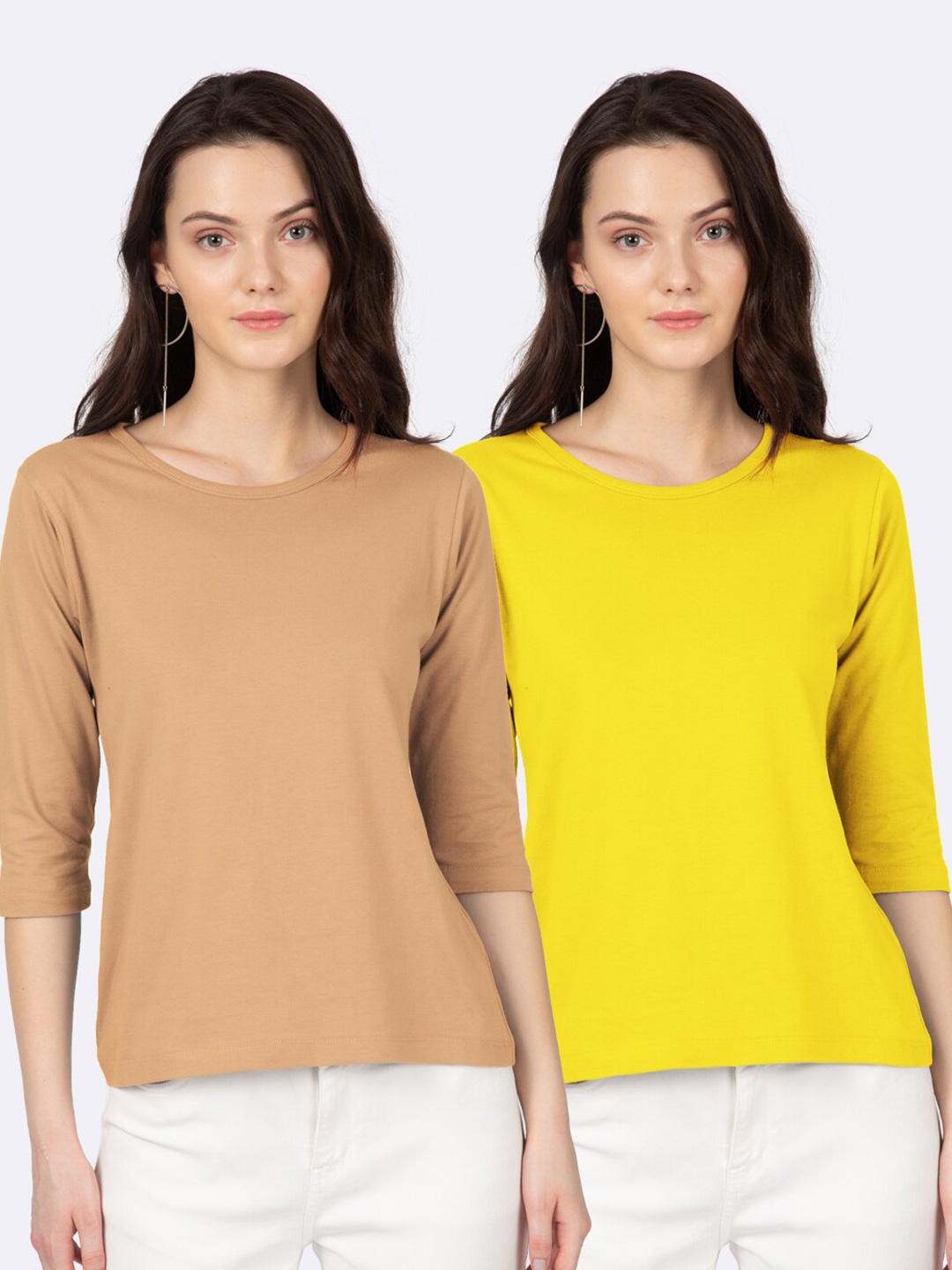 

Bewakoof Women Brown 2 Slim Fit T-shirt