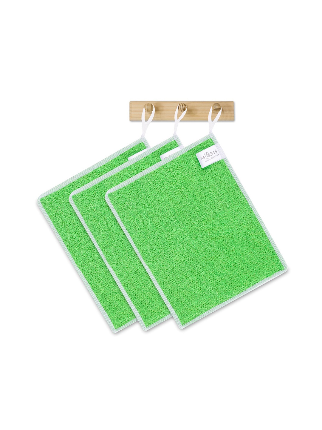 

MUSH Set of 3 Bamboo Reusable Multipurpose Magic Cleaning Towels, Green