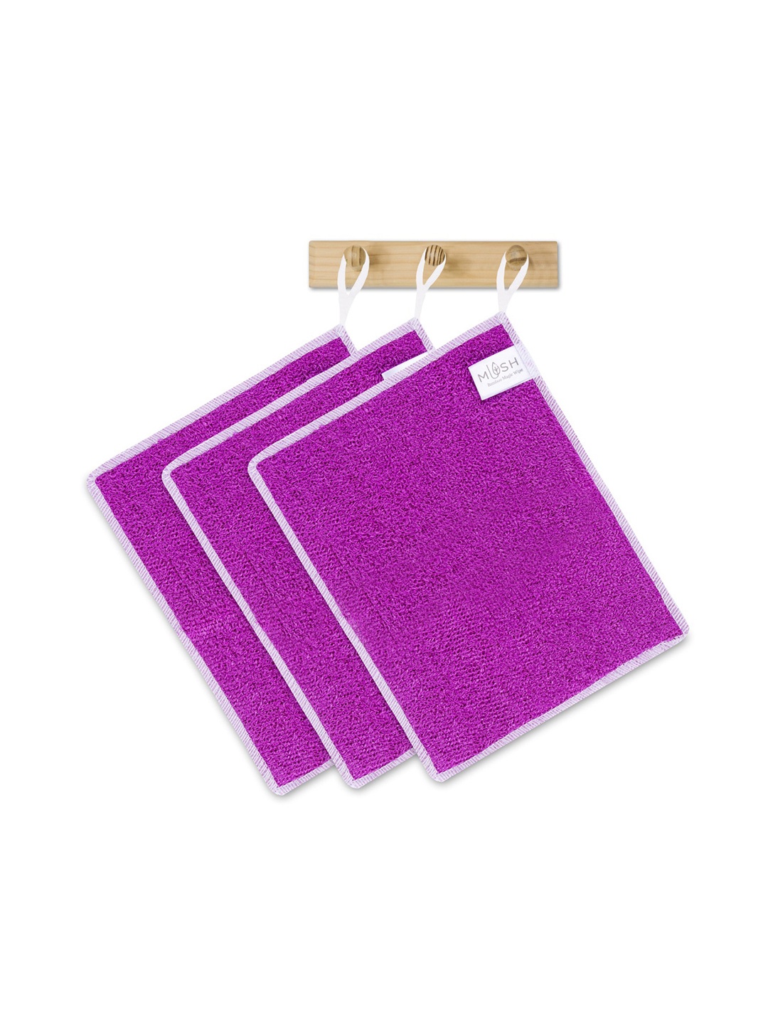 

MUSH Set Of 3 Bamboo Reusable Multipurpose Magic Cleaning Towels, Violet