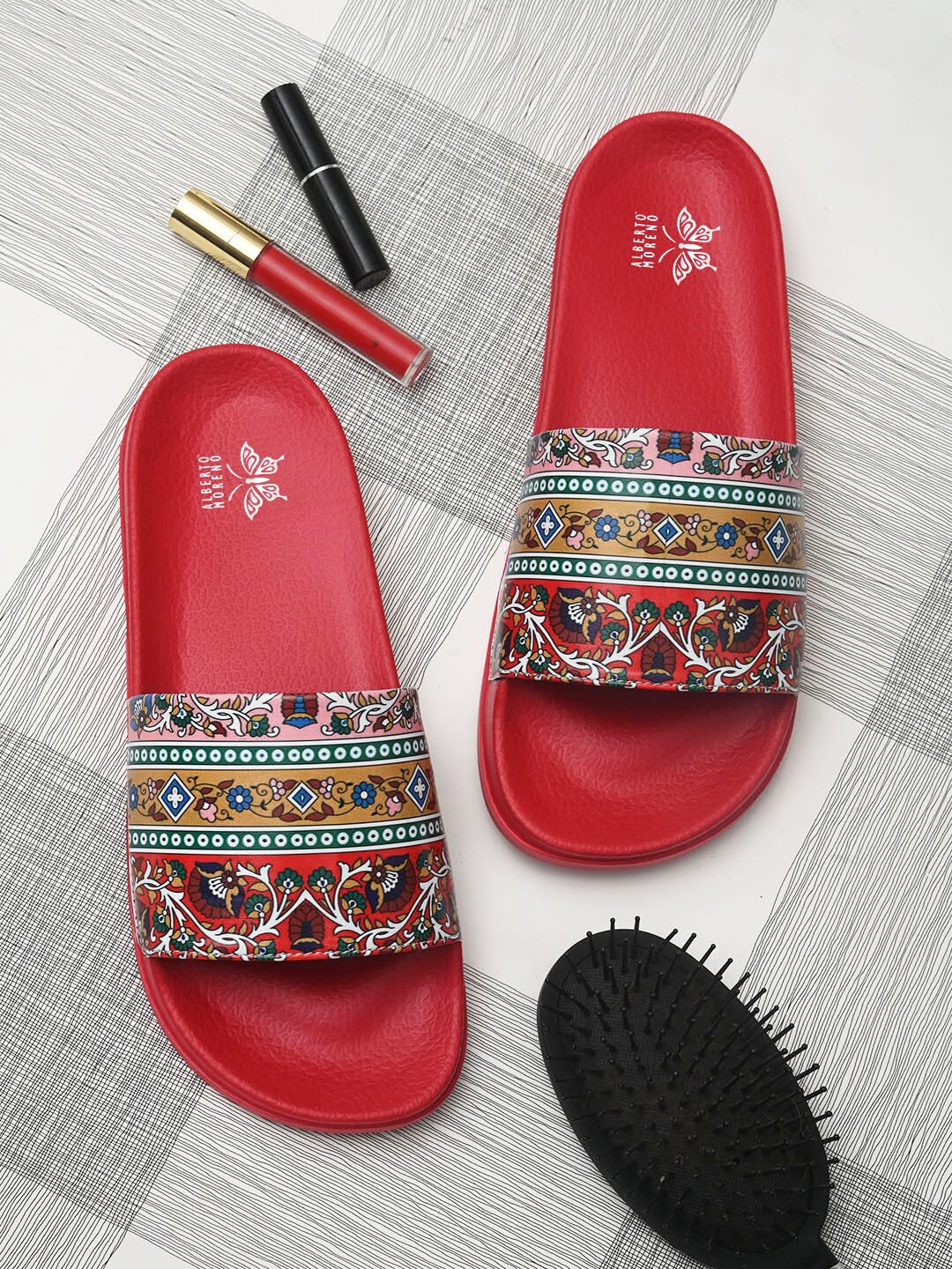 

ALBERTO MORENO Women Red Colourblocked Slip-On Sneakers