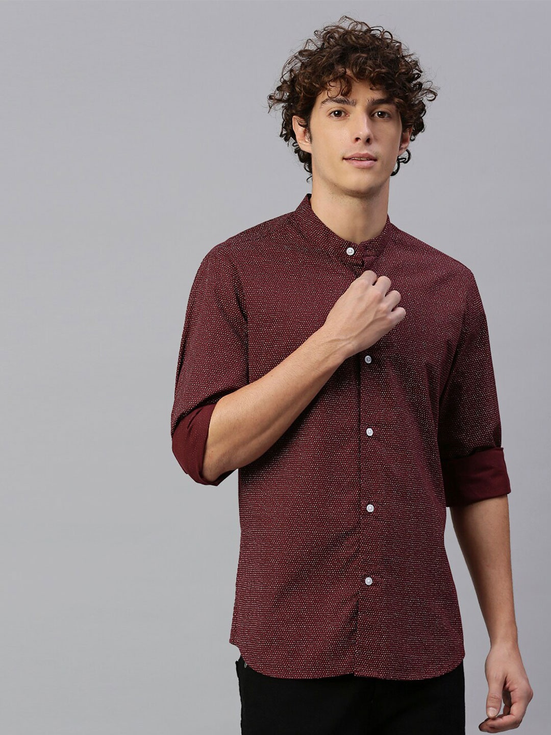 

High Star Men Maroon Printed Casual Shirt