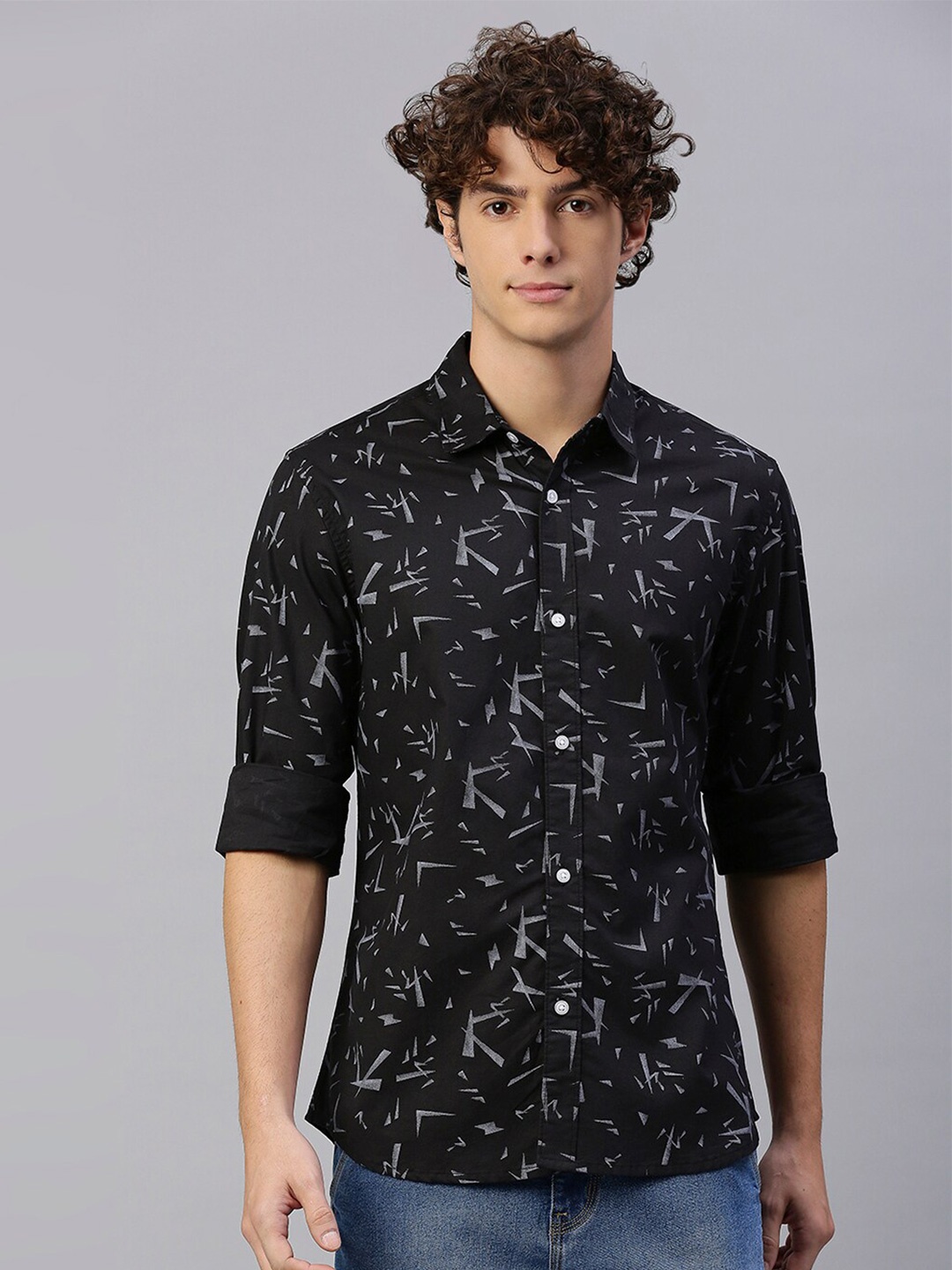

High Star Men Black Printed Casual Shirt