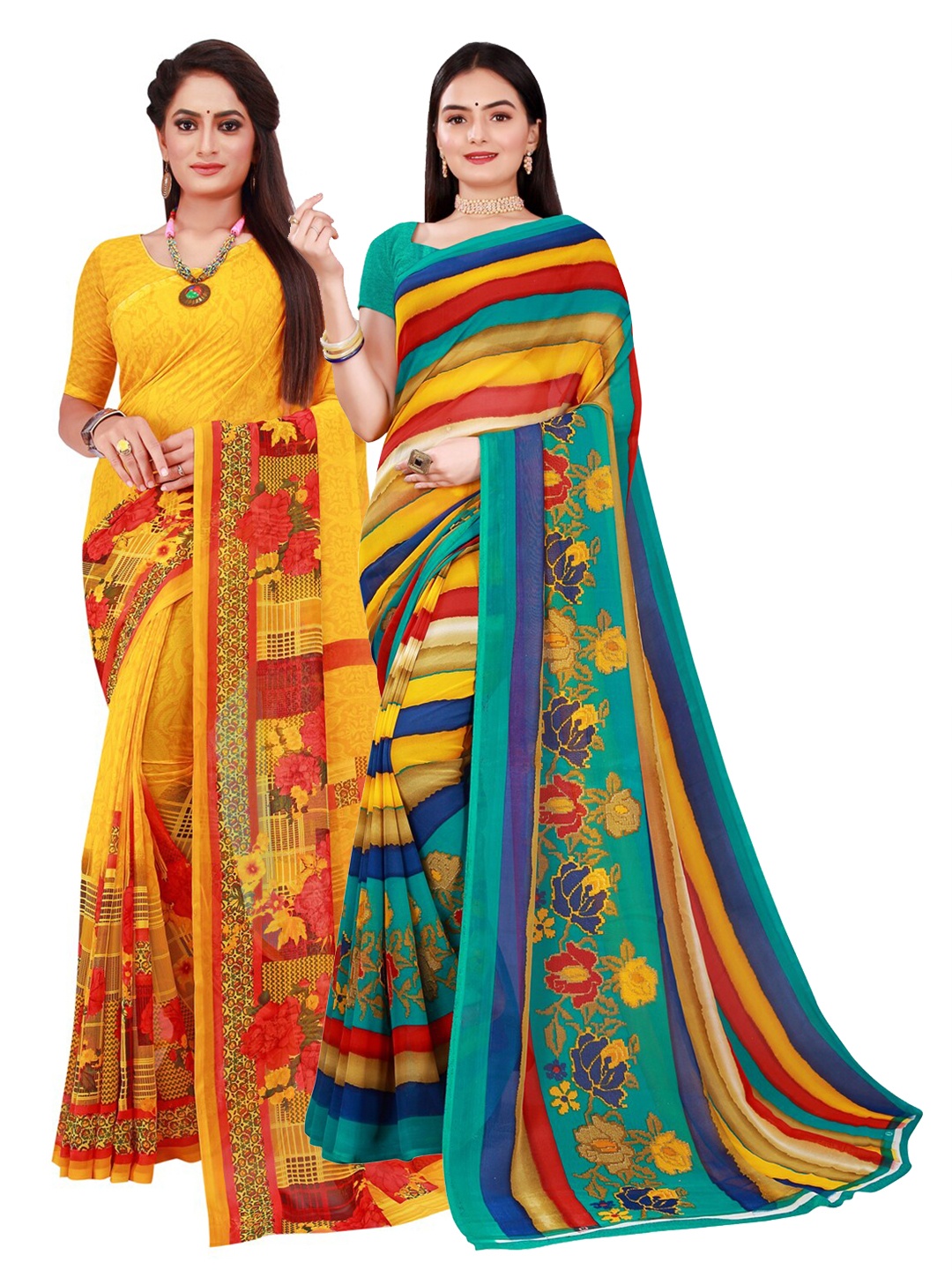 

KALINI Women Yellow Sarees
