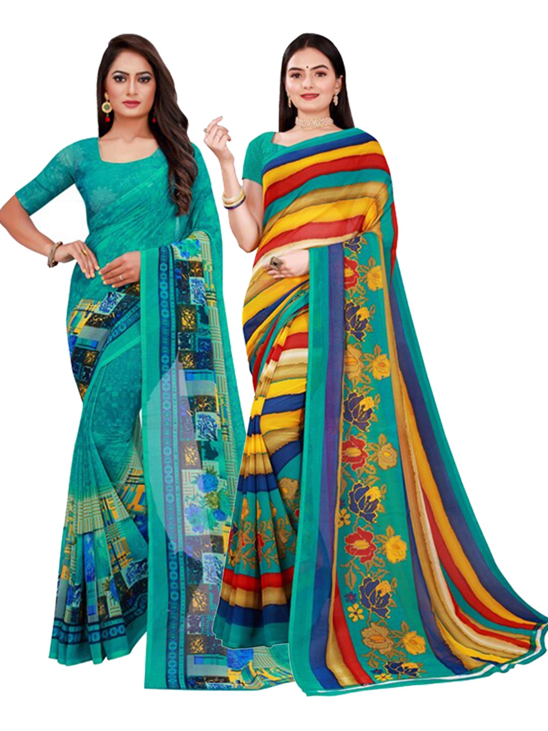 

KALINI Women Turquoise Blue Sarees